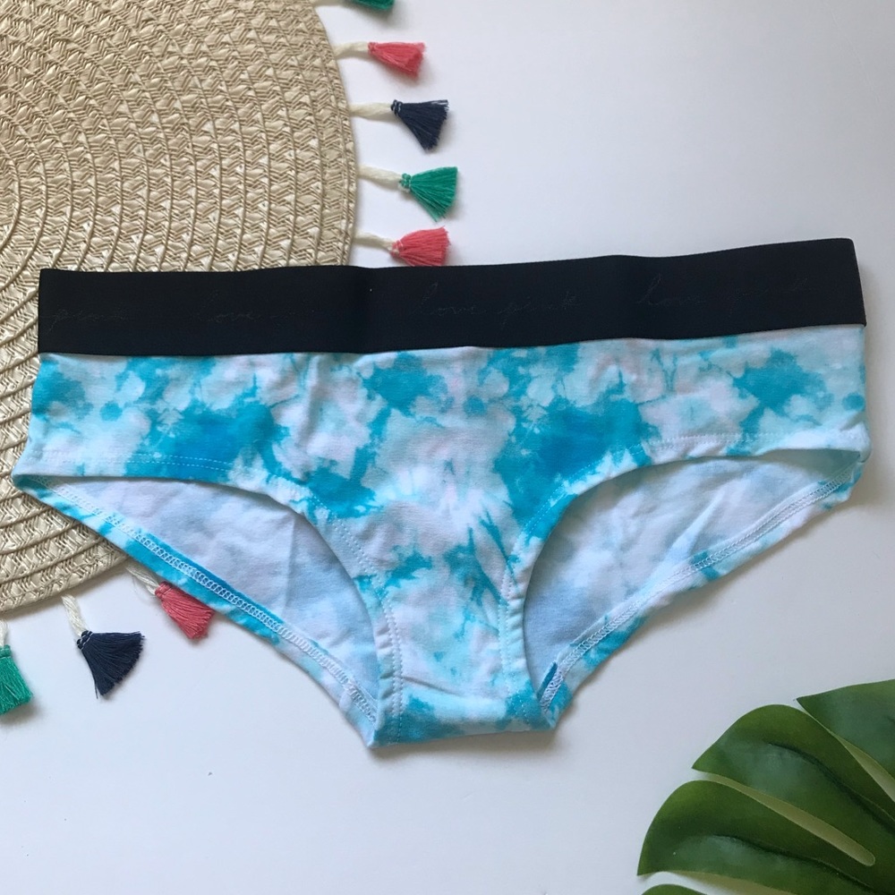 Victoria’s Secret PINK Logo Hipster Panty Blue Tie Dye NEW